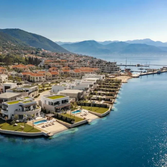 Luxury waterfront villas for sale in Herceg Novi, Montenegro, with panoramic sea views and high-end finishes.